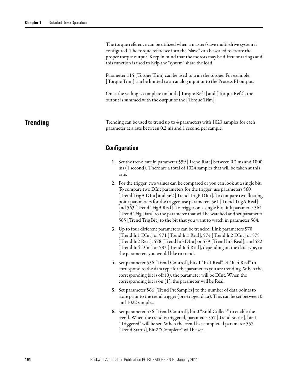 Trending, Configuration | Rockwell Automation 20D PowerFlex 700S AC Drives with Phase II Control Reference Manual User Manual | Page 194 / 218