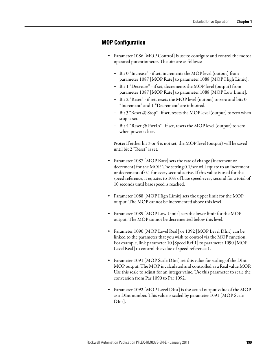 Mop configuration | Rockwell Automation 20D PowerFlex 700S AC Drives with Phase II Control Reference Manual User Manual | Page 199 / 218