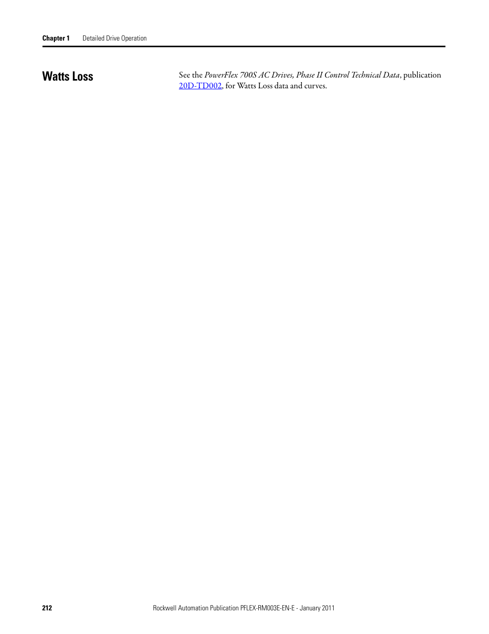 Watts loss | Rockwell Automation 20D PowerFlex 700S AC Drives with Phase II Control Reference Manual User Manual | Page 212 / 218