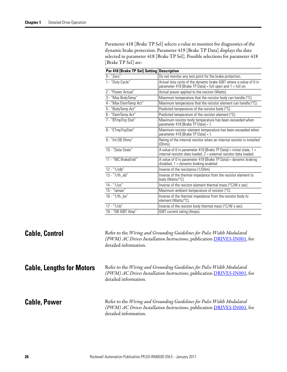 Cable, control, Cable, lengths for motors, Cable, power | Rockwell Automation 20D PowerFlex 700S AC Drives with Phase II Control Reference Manual User Manual | Page 26 / 218