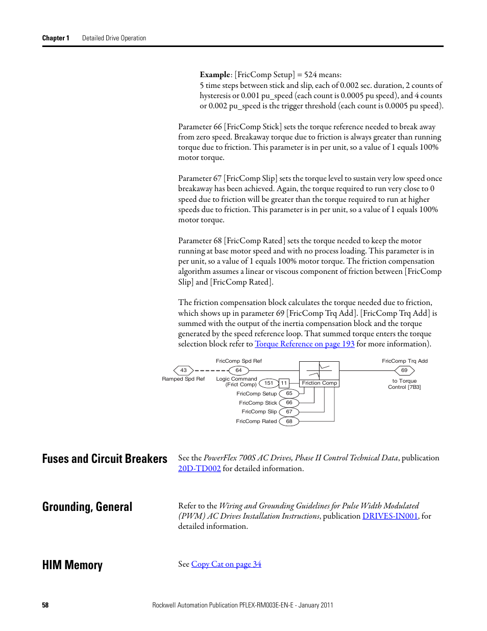 Fuses and circuit breakers, Grounding, general, Him memory | Rockwell Automation 20D PowerFlex 700S AC Drives with Phase II Control Reference Manual User Manual | Page 58 / 218