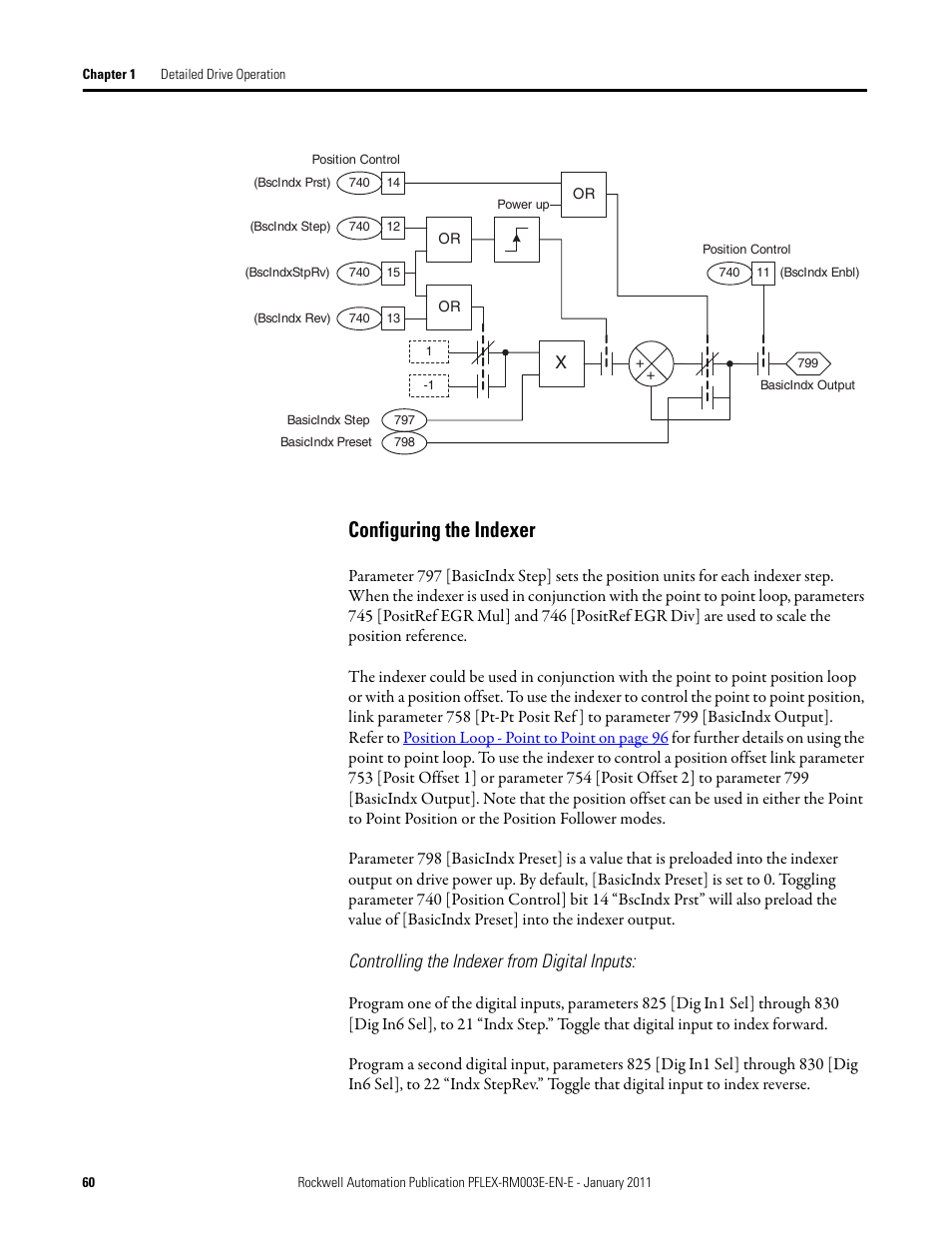 Configuring the indexer, Controlling the indexer from digital inputs | Rockwell Automation 20D PowerFlex 700S AC Drives with Phase II Control Reference Manual User Manual | Page 60 / 218