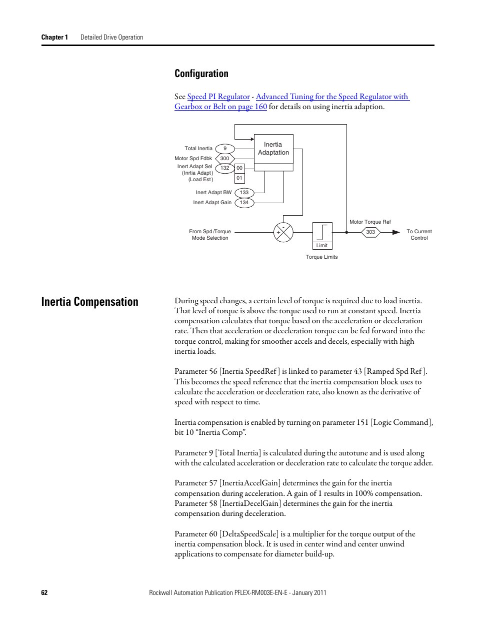 Inertia compensation, Configuration | Rockwell Automation 20D PowerFlex 700S AC Drives with Phase II Control Reference Manual User Manual | Page 62 / 218