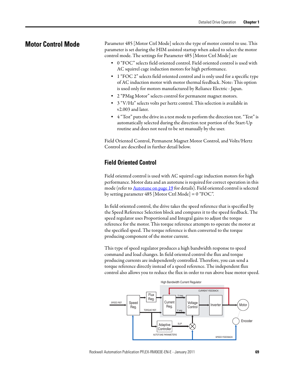 Motor control mode, Field oriented control | Rockwell Automation 20D PowerFlex 700S AC Drives with Phase II Control Reference Manual User Manual | Page 69 / 218