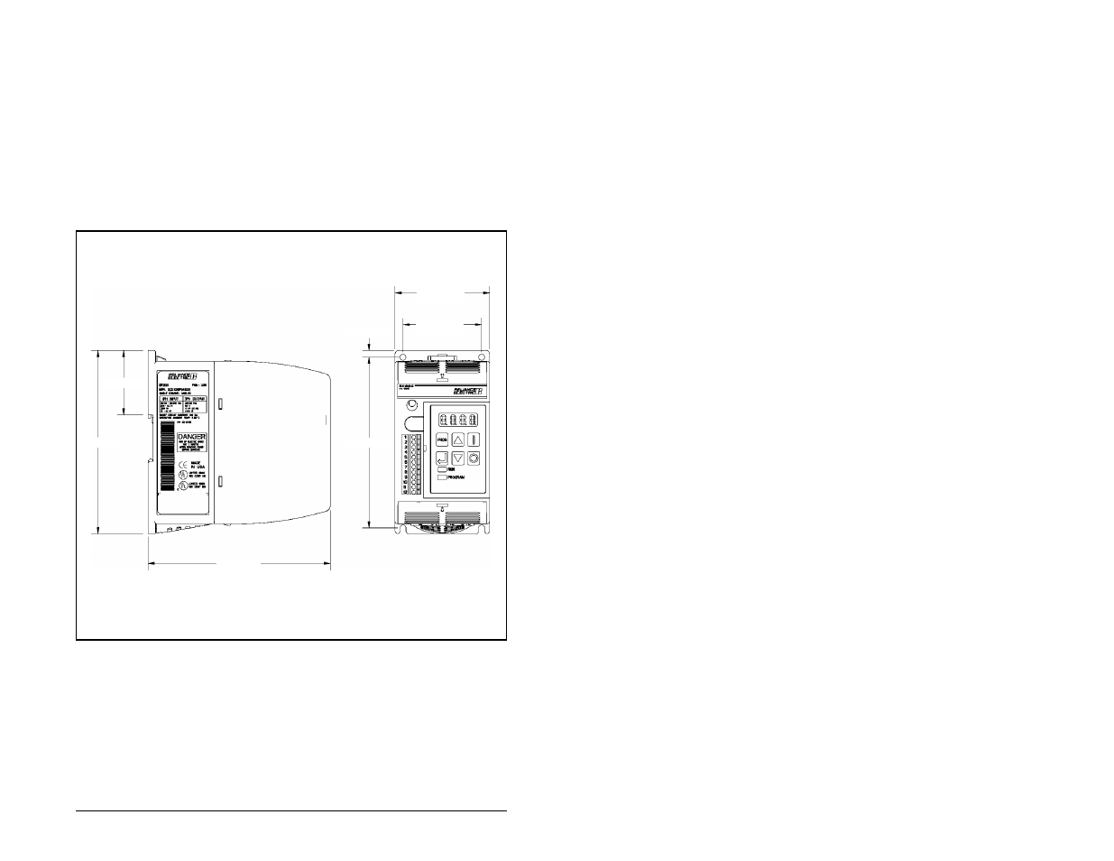 Montage et côtes d'encombrement, Vue de face vue latérale | Rockwell Automation SP200  Quick Start Guide User Manual | Page 29 / 108