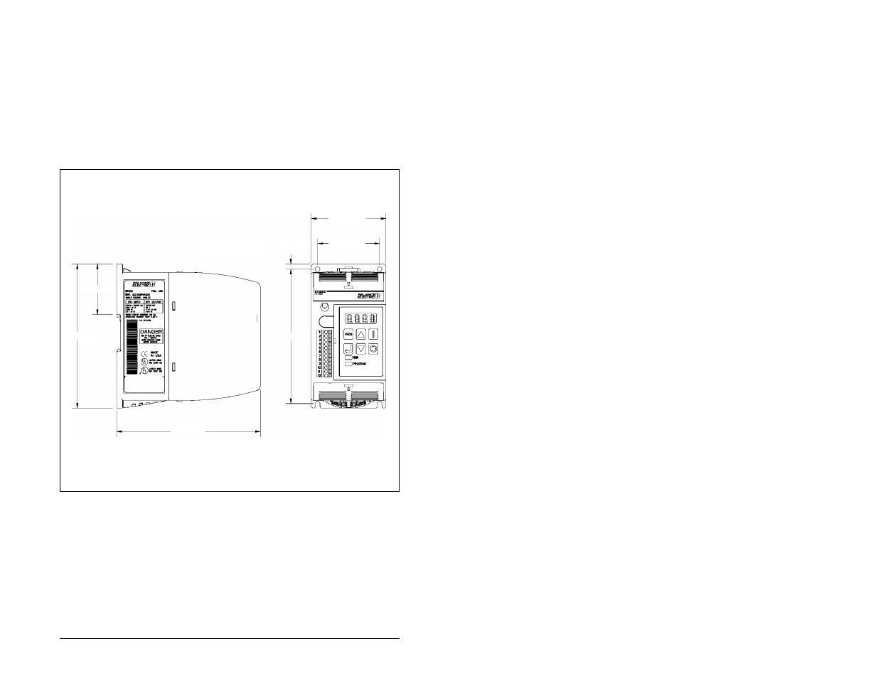 Abmessungen und abstände für einbau, Vorderansicht seitenansicht | Rockwell Automation SP200  Quick Start Guide User Manual | Page 45 / 108