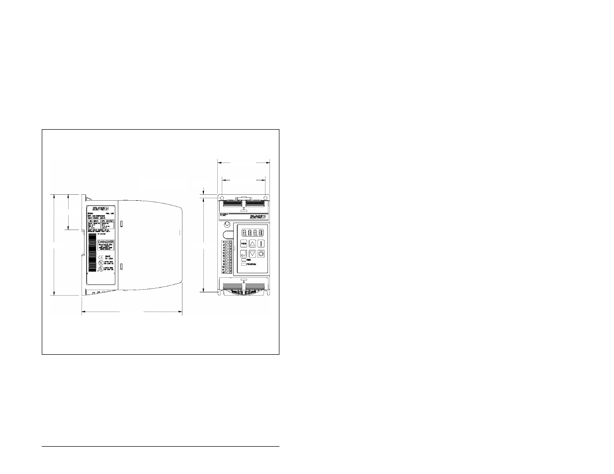 Montaje y dimensiones de espacio libre, Vista frontal vista lateral | Rockwell Automation SP200  Quick Start Guide User Manual | Page 93 / 108