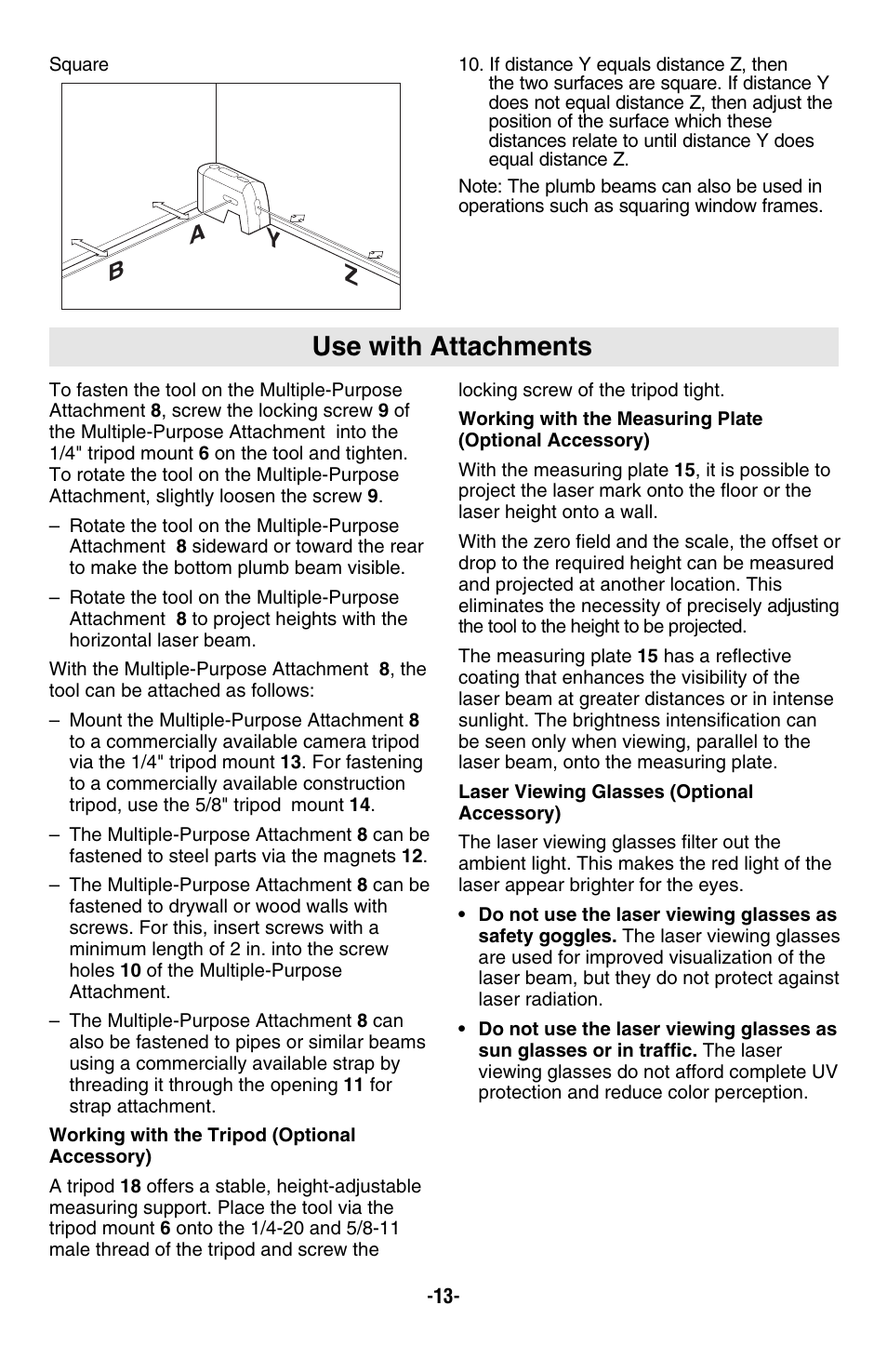 Use with attachments | Bosch GPL5 User Manual | Page 13 / 36