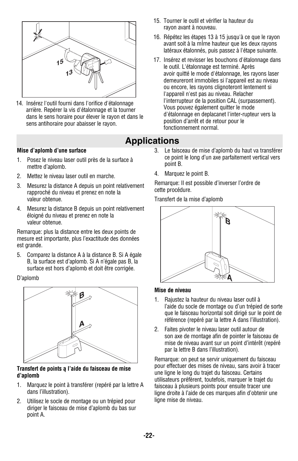 Applications | Bosch GPL5 User Manual | Page 22 / 36