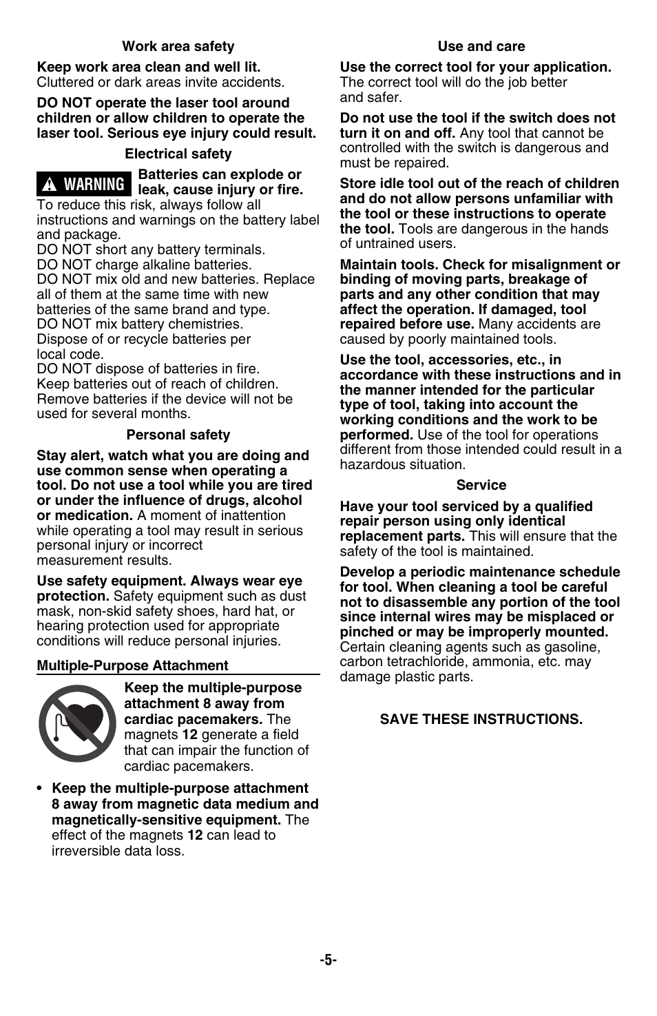 Warning | Bosch GPL5 User Manual | Page 5 / 36