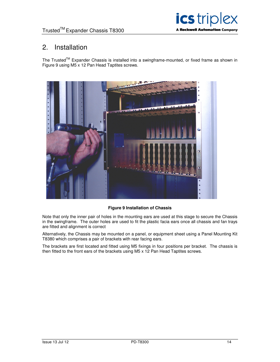 Installation | Rockwell Automation T8300 Trusted Expander Chassis User Manual | Page 14 / 16