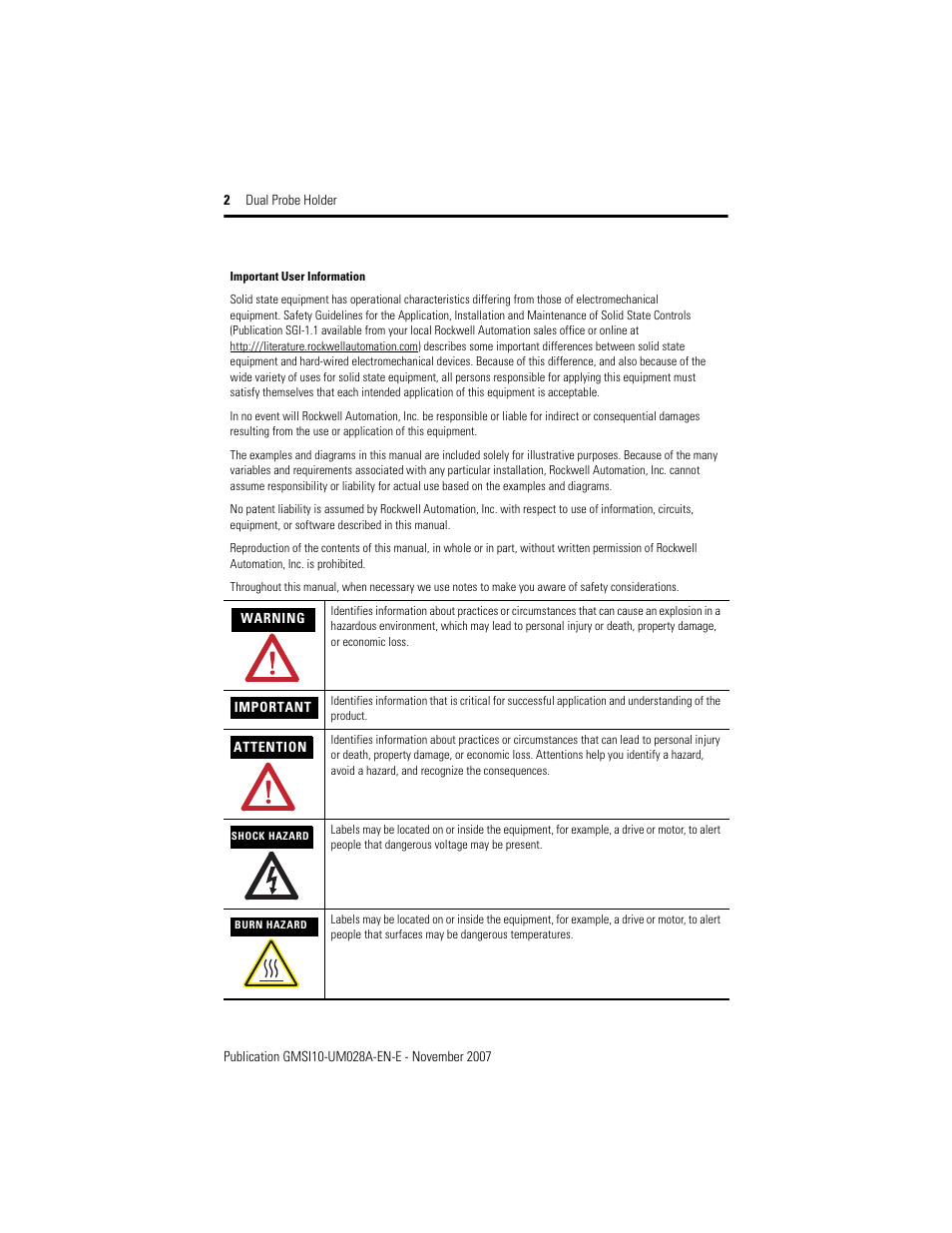Rockwell Automation EK-29000-DPH01 Dual Probe Holder User Manual | Page 2 / 14