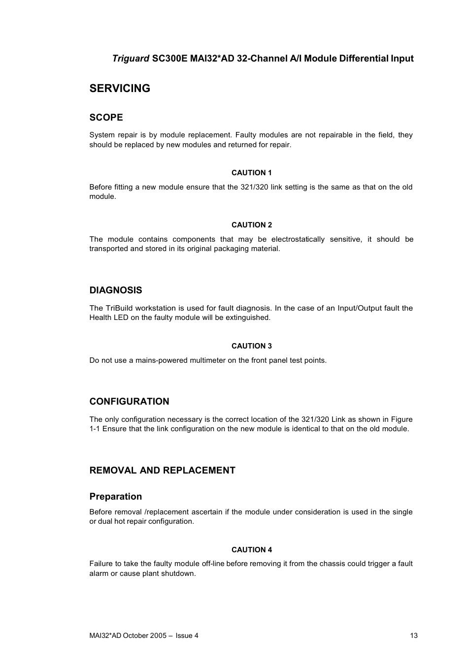 Servicing | Rockwell Automation MAI32AD 32-Analogue Input Module Differential Input User Manual | Page 13 / 15
