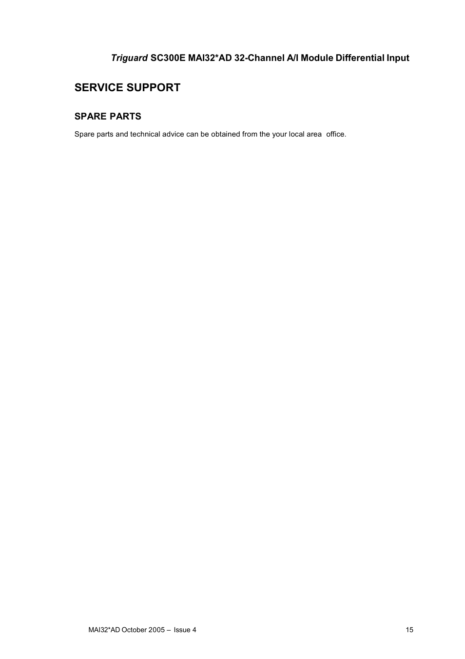 Service support | Rockwell Automation MAI32AD 32-Analogue Input Module Differential Input User Manual | Page 15 / 15
