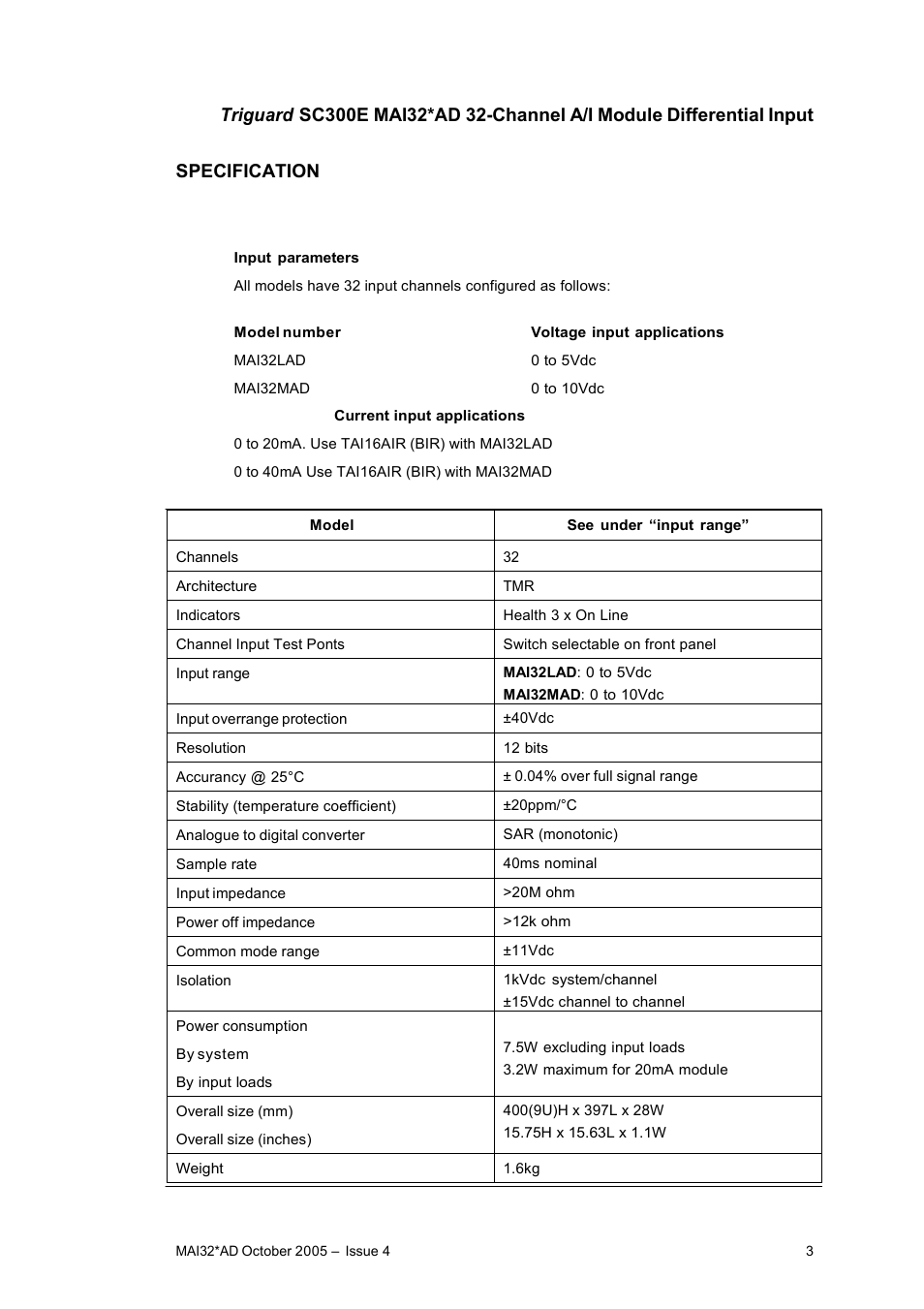 Rockwell Automation MAI32AD 32-Analogue Input Module Differential Input User Manual | Page 3 / 15