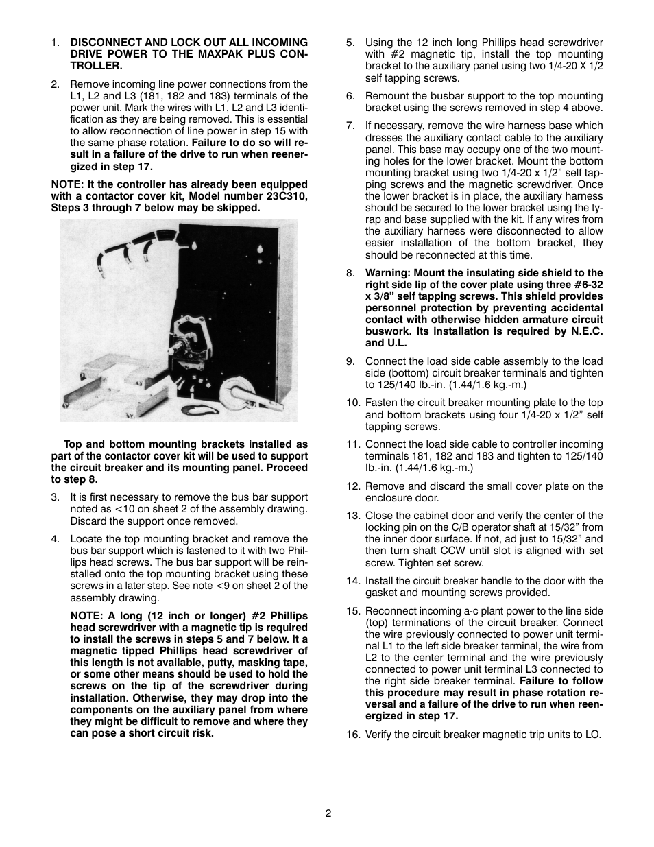 Rockwell Automation MaxPak Plus Regenerative Incoming Line CB Kit 23C301-304 User Manual | Page 2 / 4