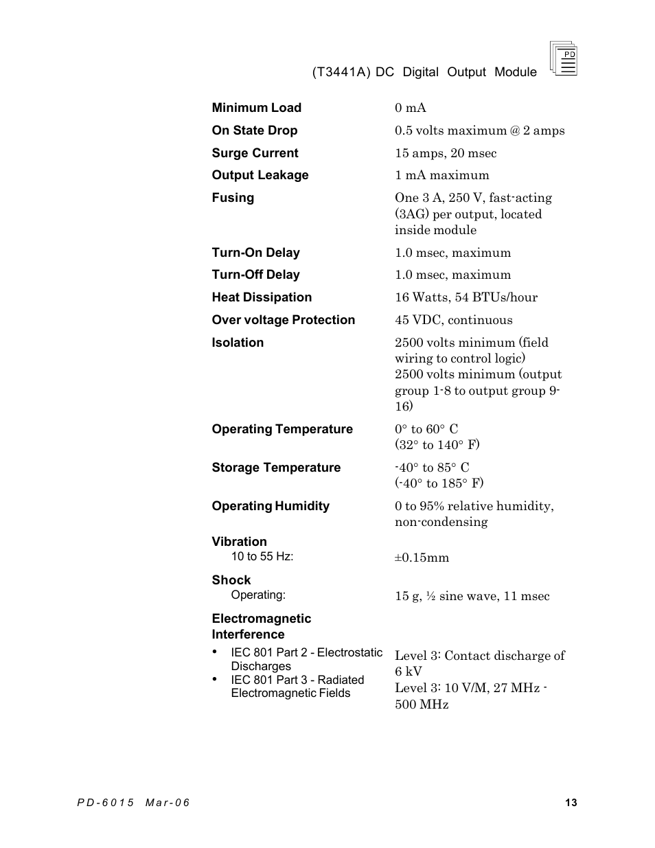 Rockwell Automation T3441A ICS Regent DC Digital Output Module 24 VDC User Manual | Page 13 / 14