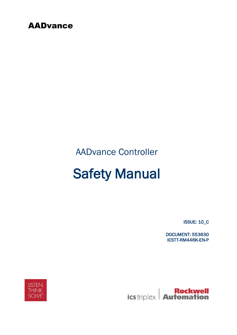 Rockwell Automation AADvance Controller Safety Manual User Manual | 128 pages