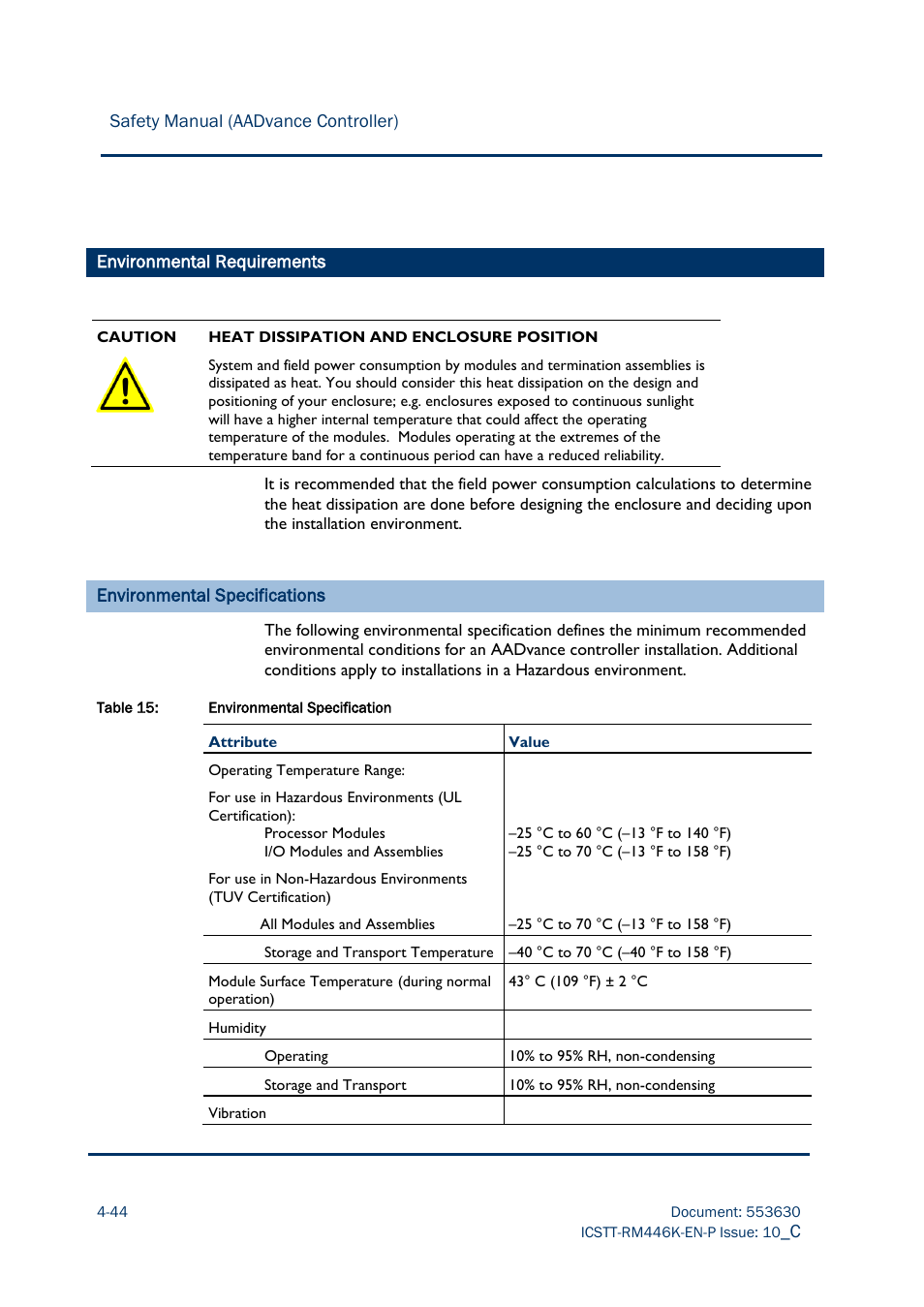 Environmental requirements | Rockwell Automation AADvance Controller Safety Manual User Manual | Page 100 / 128