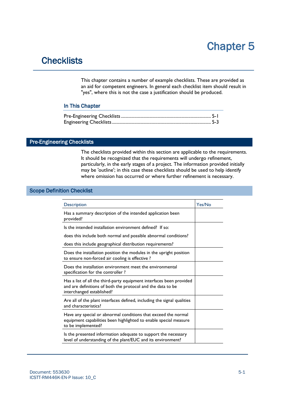 Chapter 5, Checklists | Rockwell Automation AADvance Controller Safety Manual User Manual | Page 109 / 128
