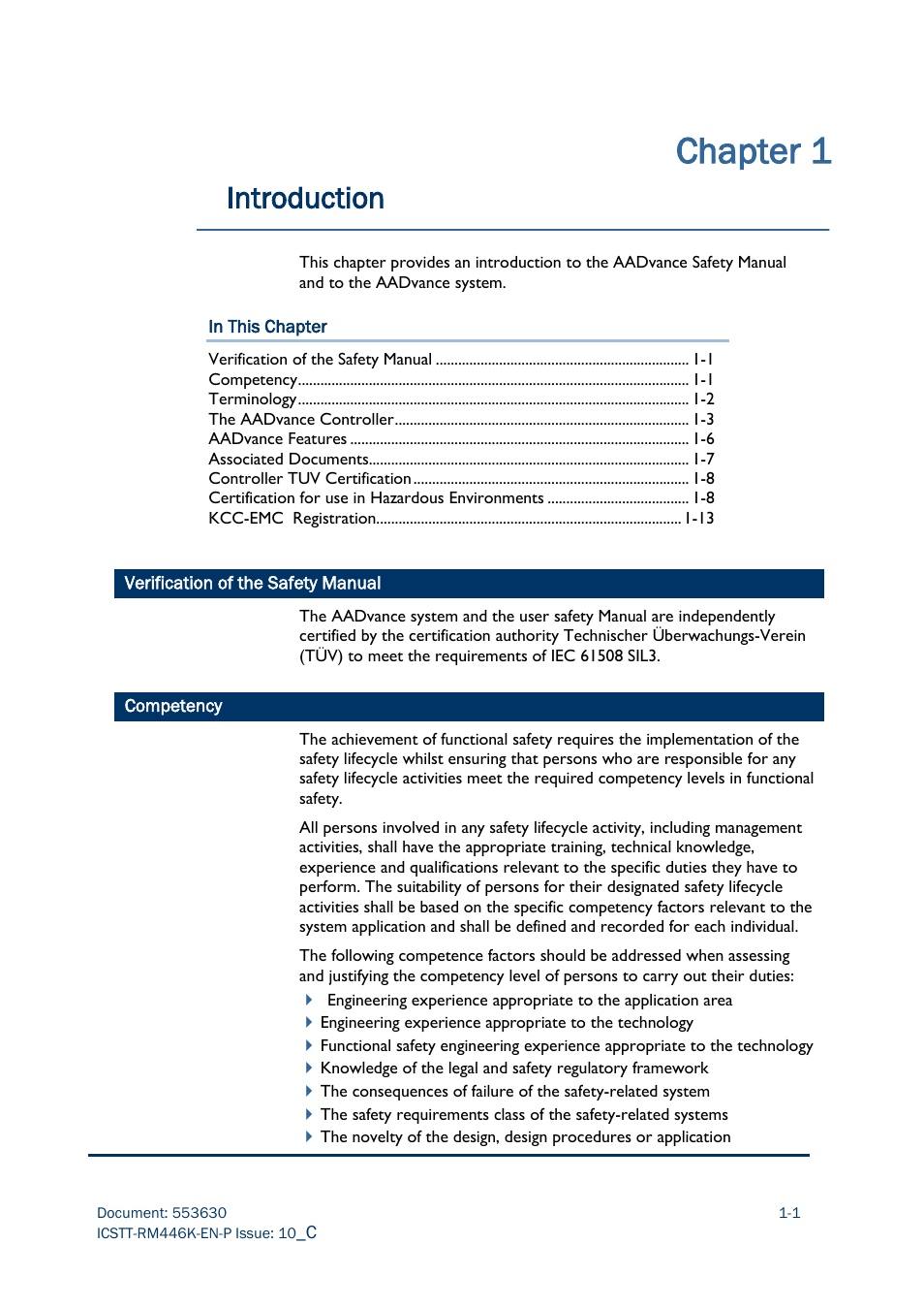 Chapter 1, Introduction | Rockwell Automation AADvance Controller Safety Manual User Manual | Page 11 / 128