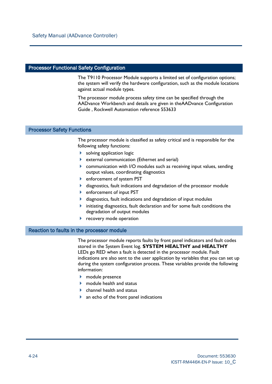 Processor functional safety configuration -24 | Rockwell Automation AADvance Controller Safety Manual User Manual | Page 80 / 128