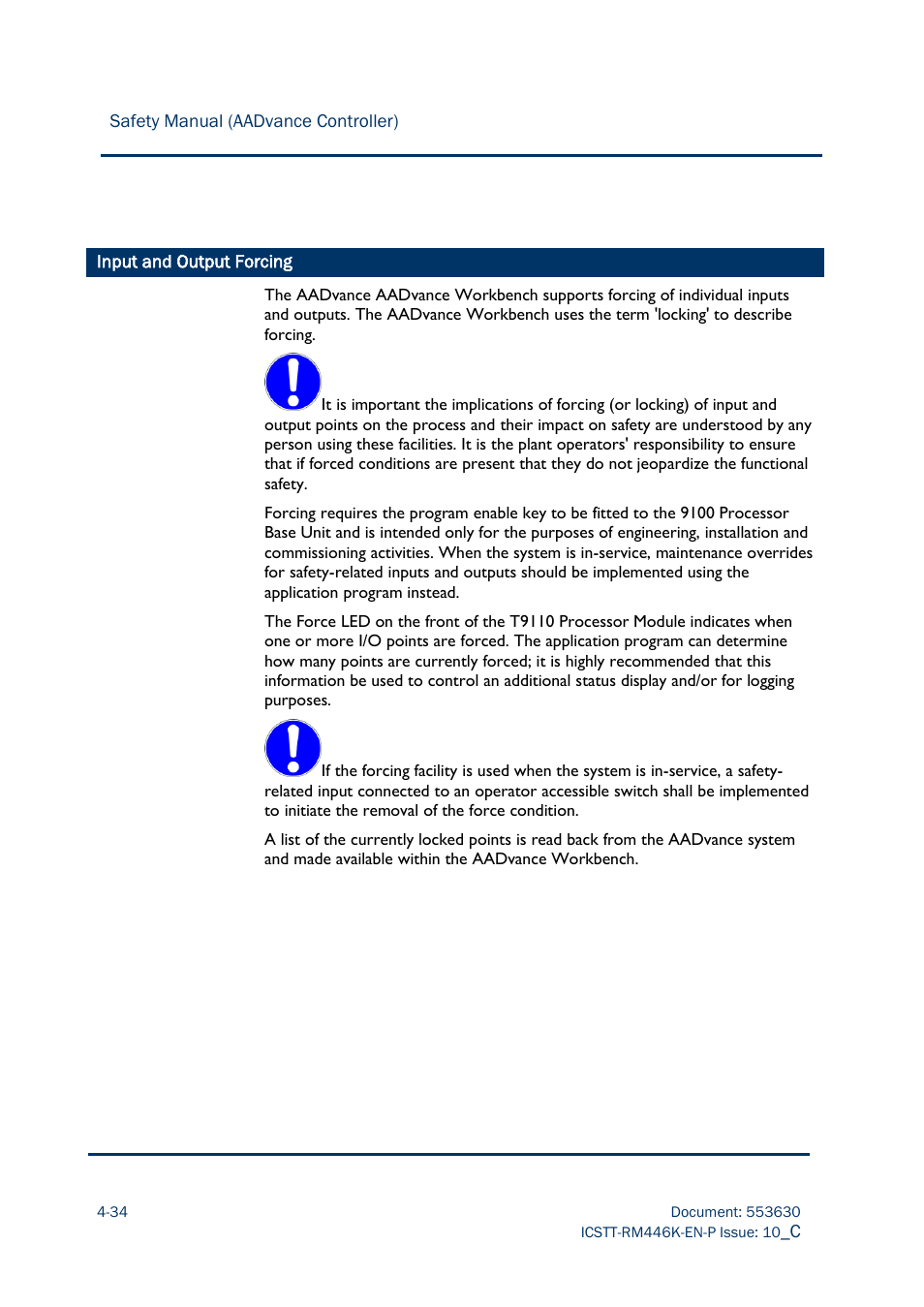 Input and output forcing | Rockwell Automation AADvance Controller Safety Manual User Manual | Page 90 / 128