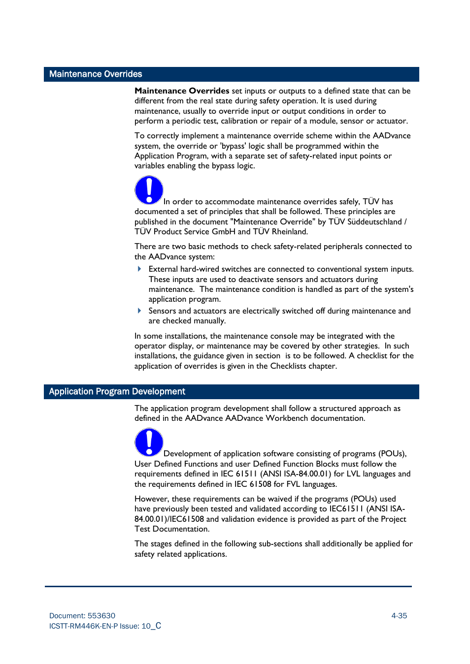 Maintenance overrides, Application program development -35 | Rockwell Automation AADvance Controller Safety Manual User Manual | Page 91 / 128
