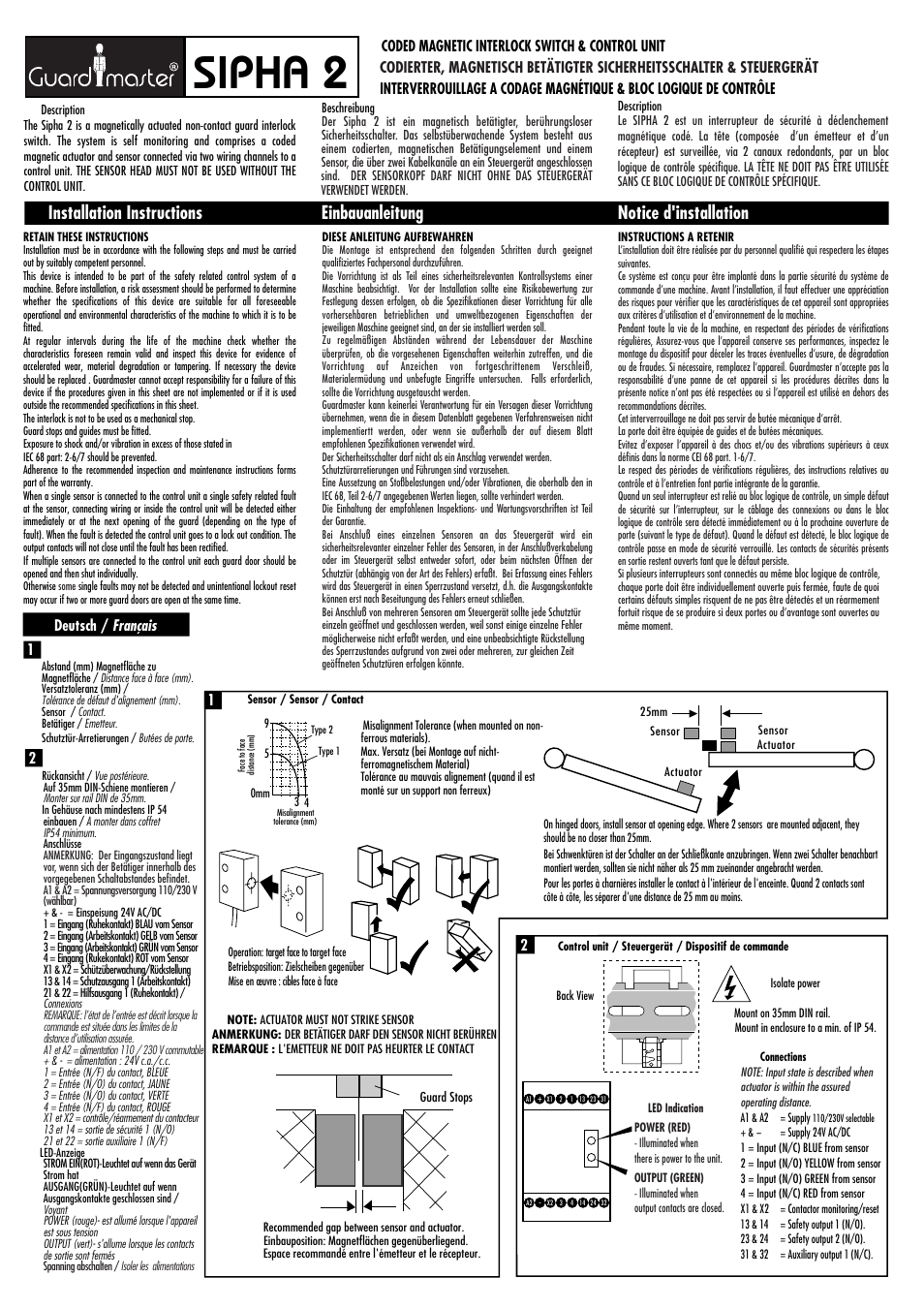 Rockwell Automation Sipha 2 Coded Magnetic Interlock Switch Control Unit User Manual | 4 pages