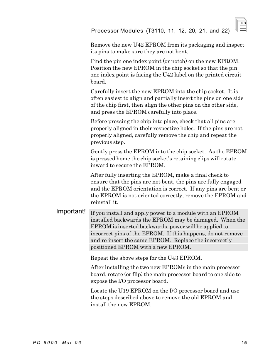 Important | Rockwell Automation T3122 ICS Regent Processor Modules User Manual | Page 15 / 21