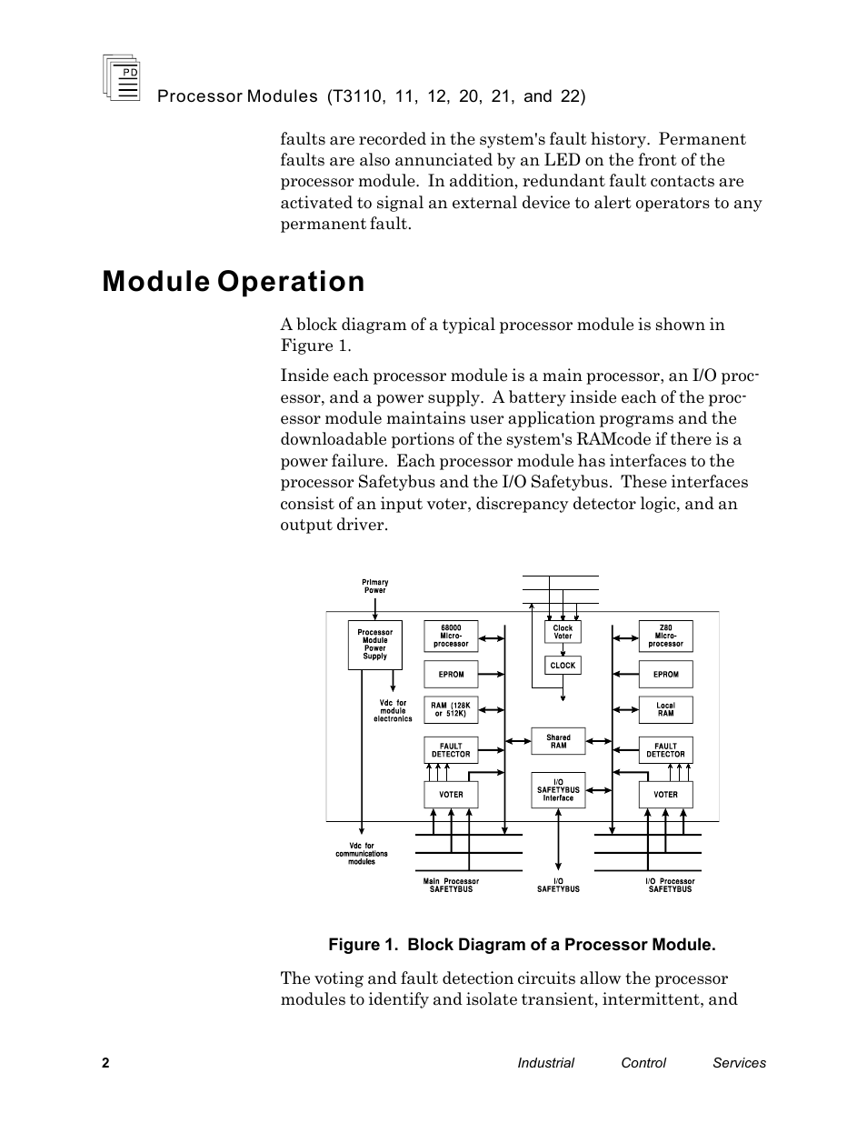 Module operation | Rockwell Automation T3122 ICS Regent Processor Modules User Manual | Page 2 / 21