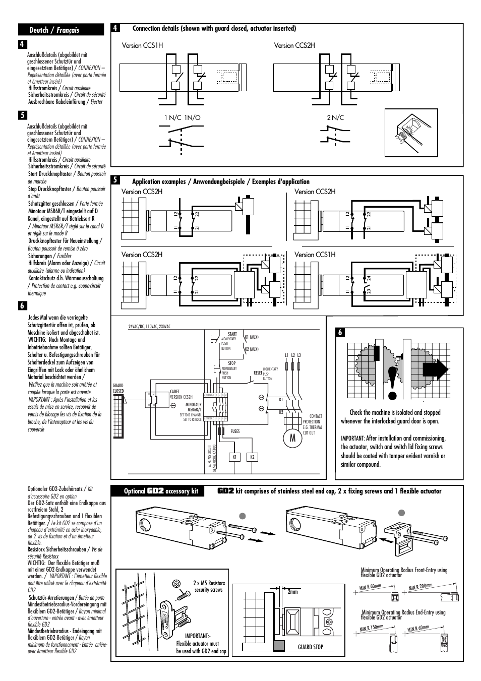 Deutch / français 4 5 6 | Rockwell Automation 440K Cadet-GD2--Compact Tongue Operated Interlock Switch User Manual | Page 2 / 4