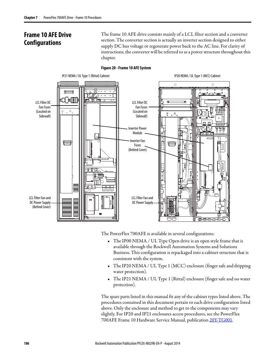 Frame 10 afe drive configurations, Frame 10 afe drive configurations sec | Rockwell Automation 20Y PowerFlex 700H, 700S, and 700AFE Drive Fan Systems, Frames 9...14 User Manual | Page 186 / 296