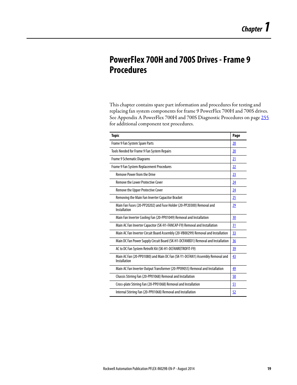 Chapter 1, Chapter | Rockwell Automation 20Y PowerFlex 700H, 700S, and 700AFE Drive Fan Systems, Frames 9...14 User Manual | Page 19 / 296