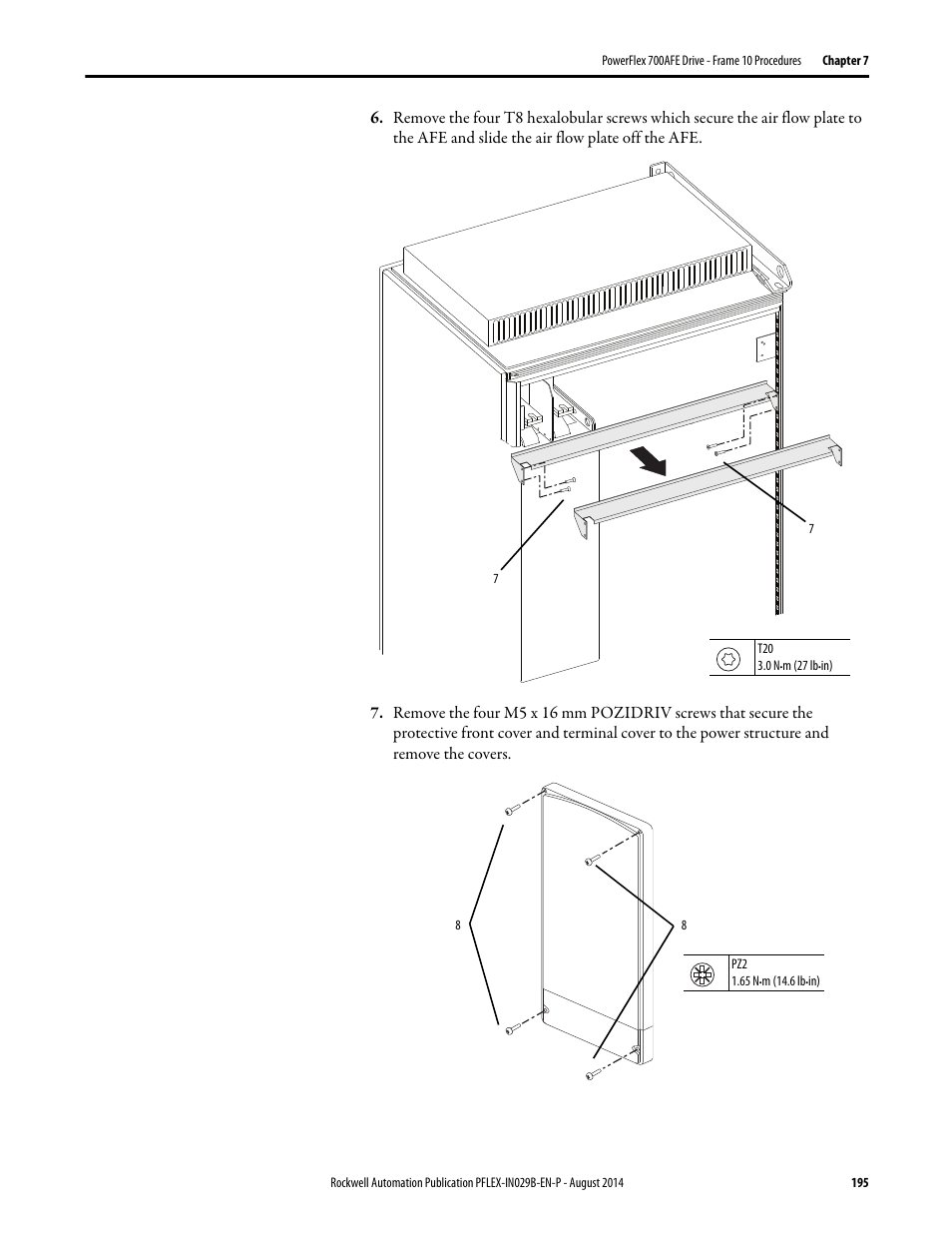 Rockwell Automation 20Y PowerFlex 700H, 700S, and 700AFE Drive Fan Systems, Frames 9...14 User Manual | Page 195 / 296