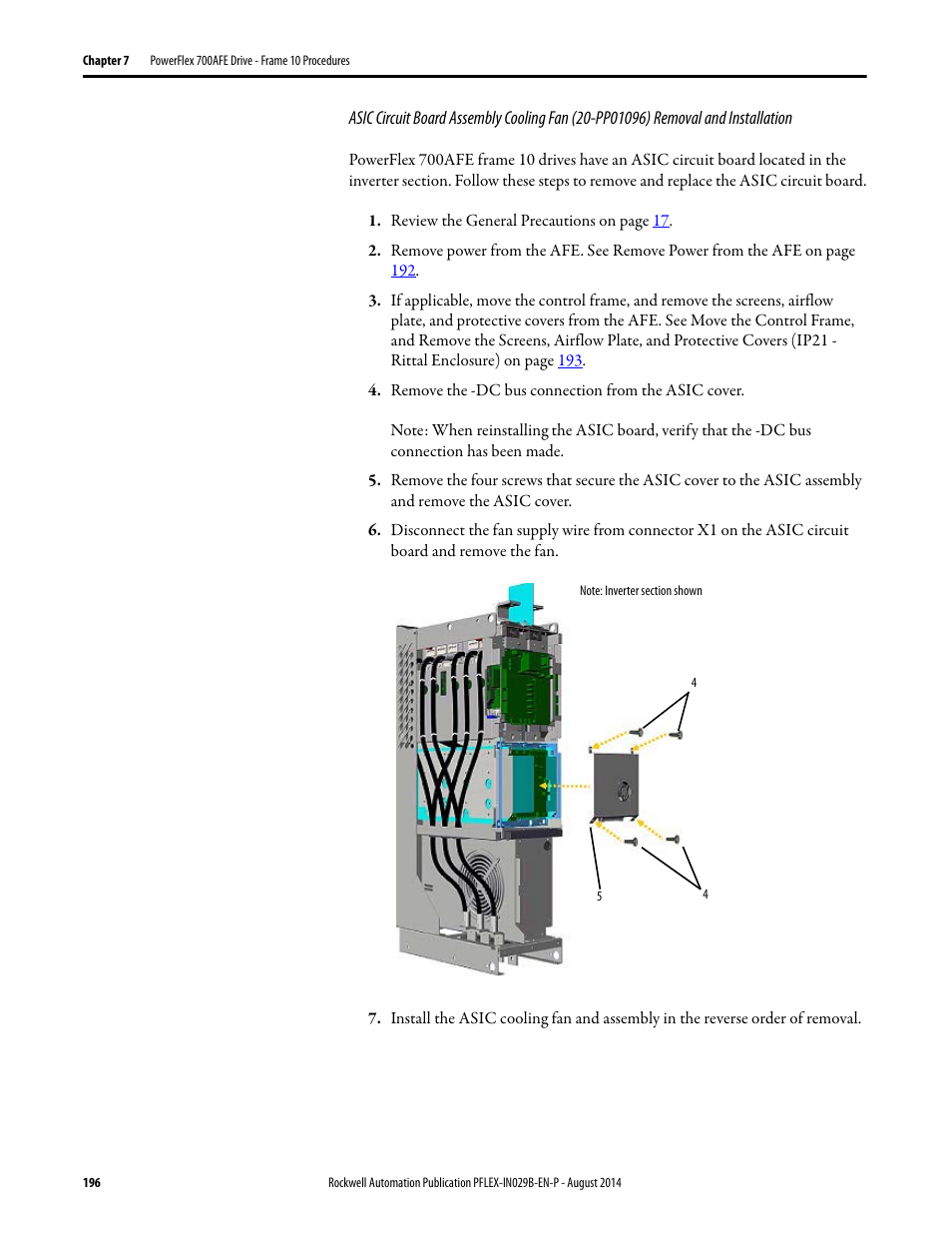 Rockwell Automation 20Y PowerFlex 700H, 700S, and 700AFE Drive Fan Systems, Frames 9...14 User Manual | Page 196 / 296