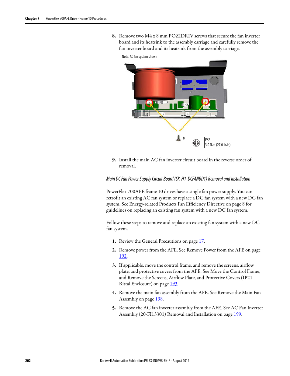 Rockwell Automation 20Y PowerFlex 700H, 700S, and 700AFE Drive Fan Systems, Frames 9...14 User Manual | Page 202 / 296