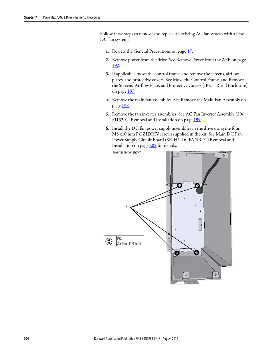 Rockwell Automation 20Y PowerFlex 700H, 700S, and 700AFE Drive Fan Systems, Frames 9...14 User Manual | Page 204 / 296