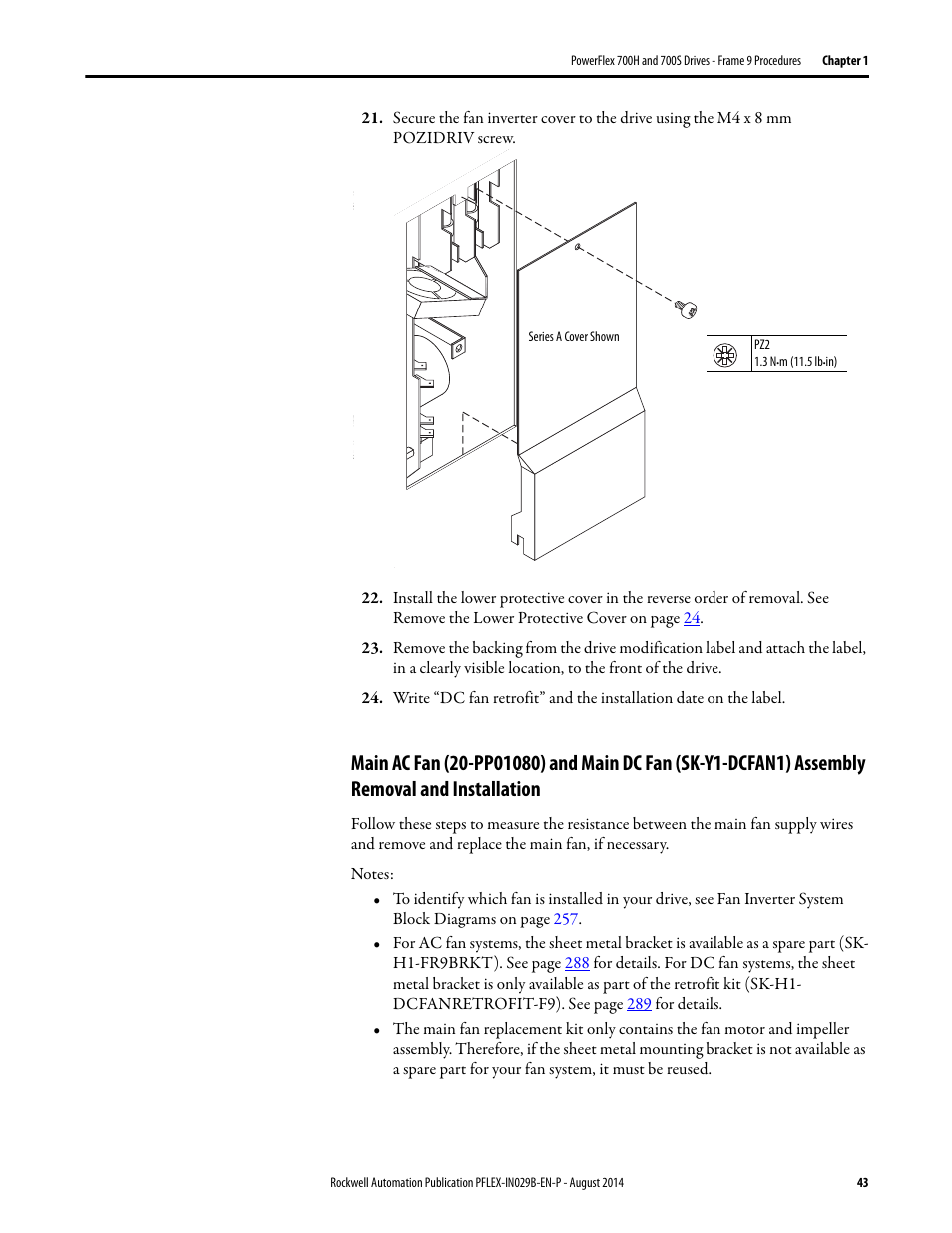 Rockwell Automation 20Y PowerFlex 700H, 700S, and 700AFE Drive Fan Systems, Frames 9...14 User Manual | Page 43 / 296