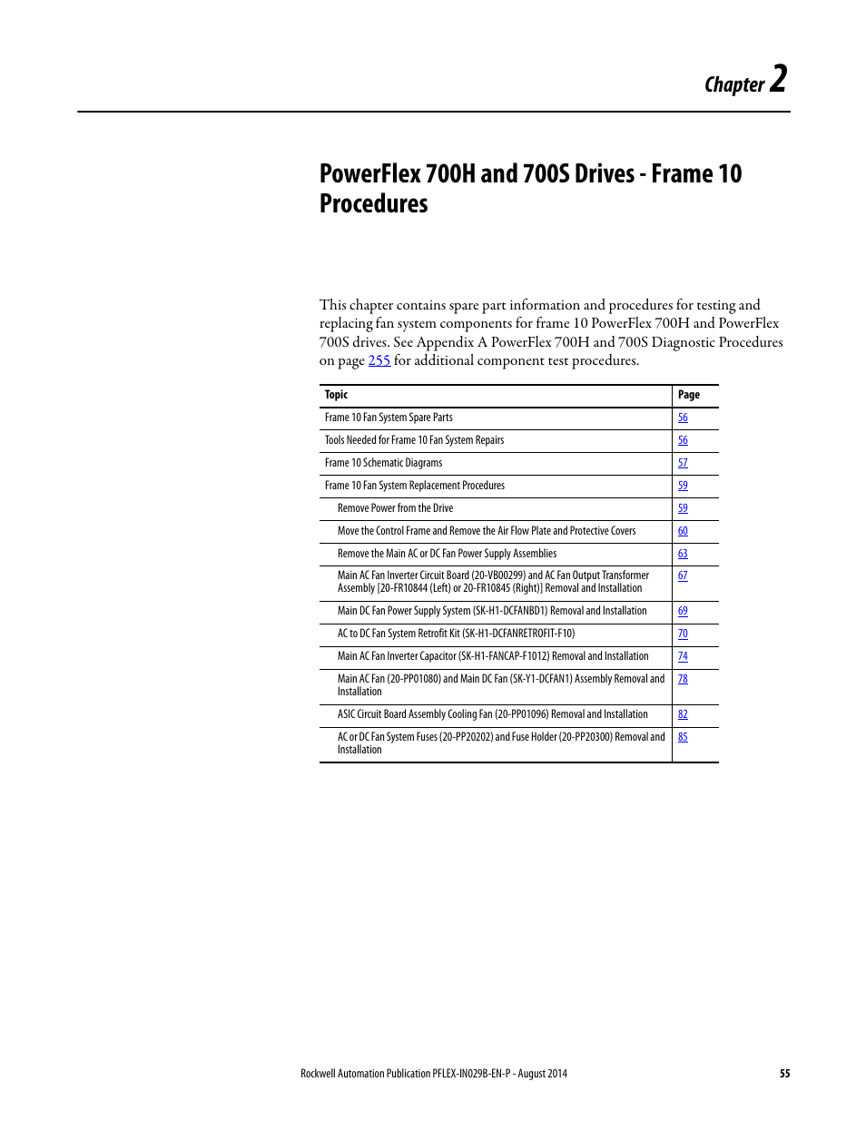 Chapter 2, Chapter | Rockwell Automation 20Y PowerFlex 700H, 700S, and 700AFE Drive Fan Systems, Frames 9...14 User Manual | Page 55 / 296