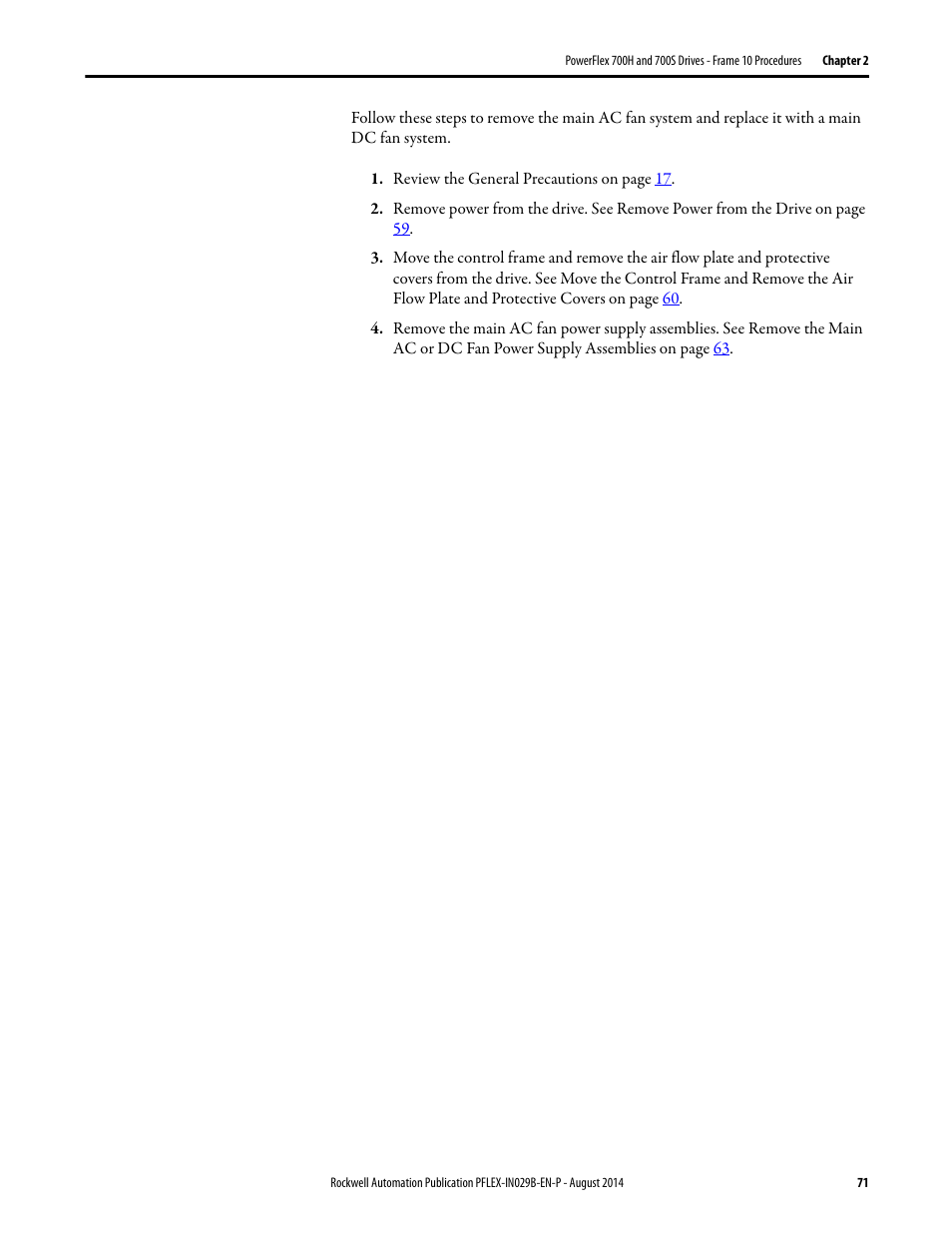 Rockwell Automation 20Y PowerFlex 700H, 700S, and 700AFE Drive Fan Systems, Frames 9...14 User Manual | Page 71 / 296