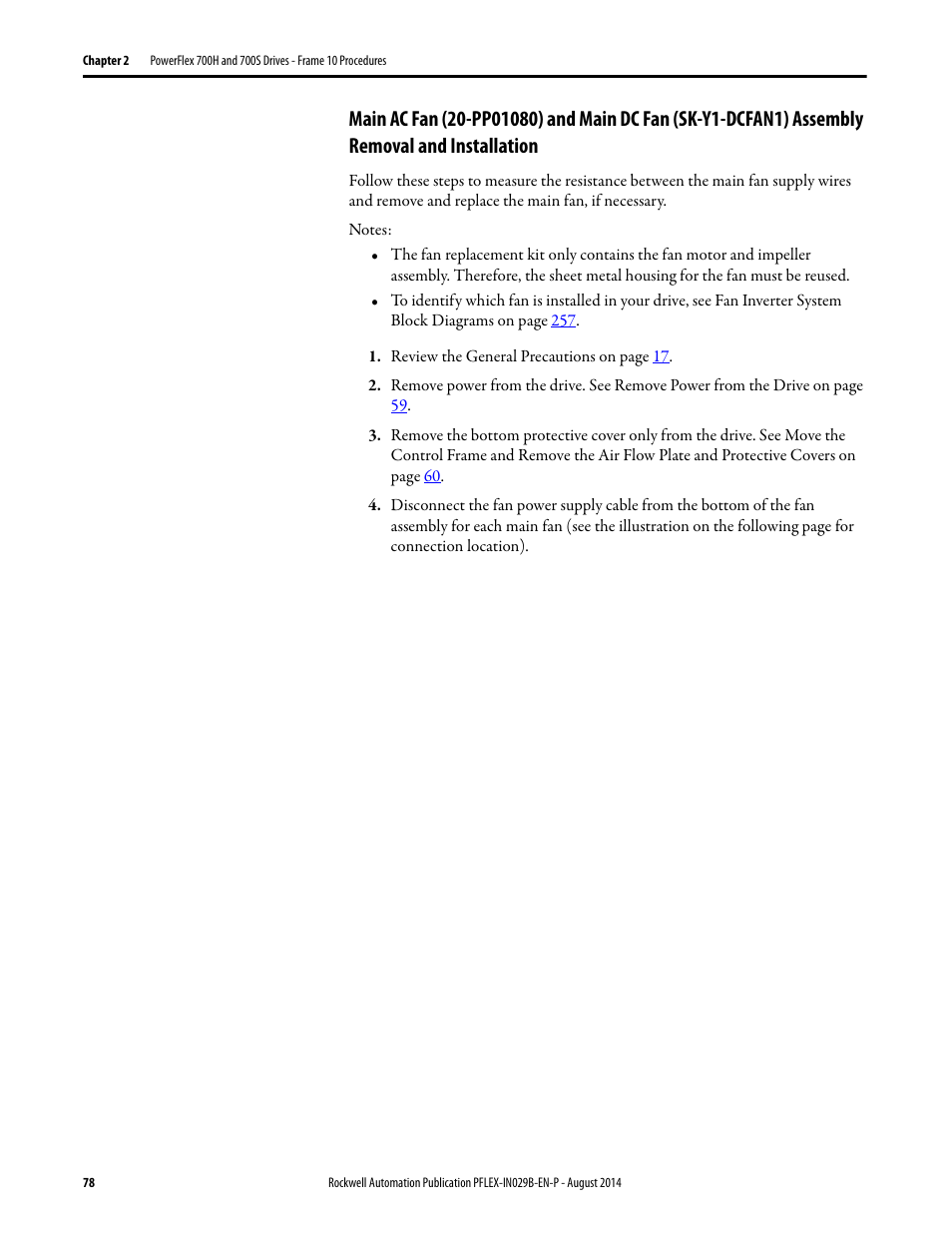 Rockwell Automation 20Y PowerFlex 700H, 700S, and 700AFE Drive Fan Systems, Frames 9...14 User Manual | Page 78 / 296