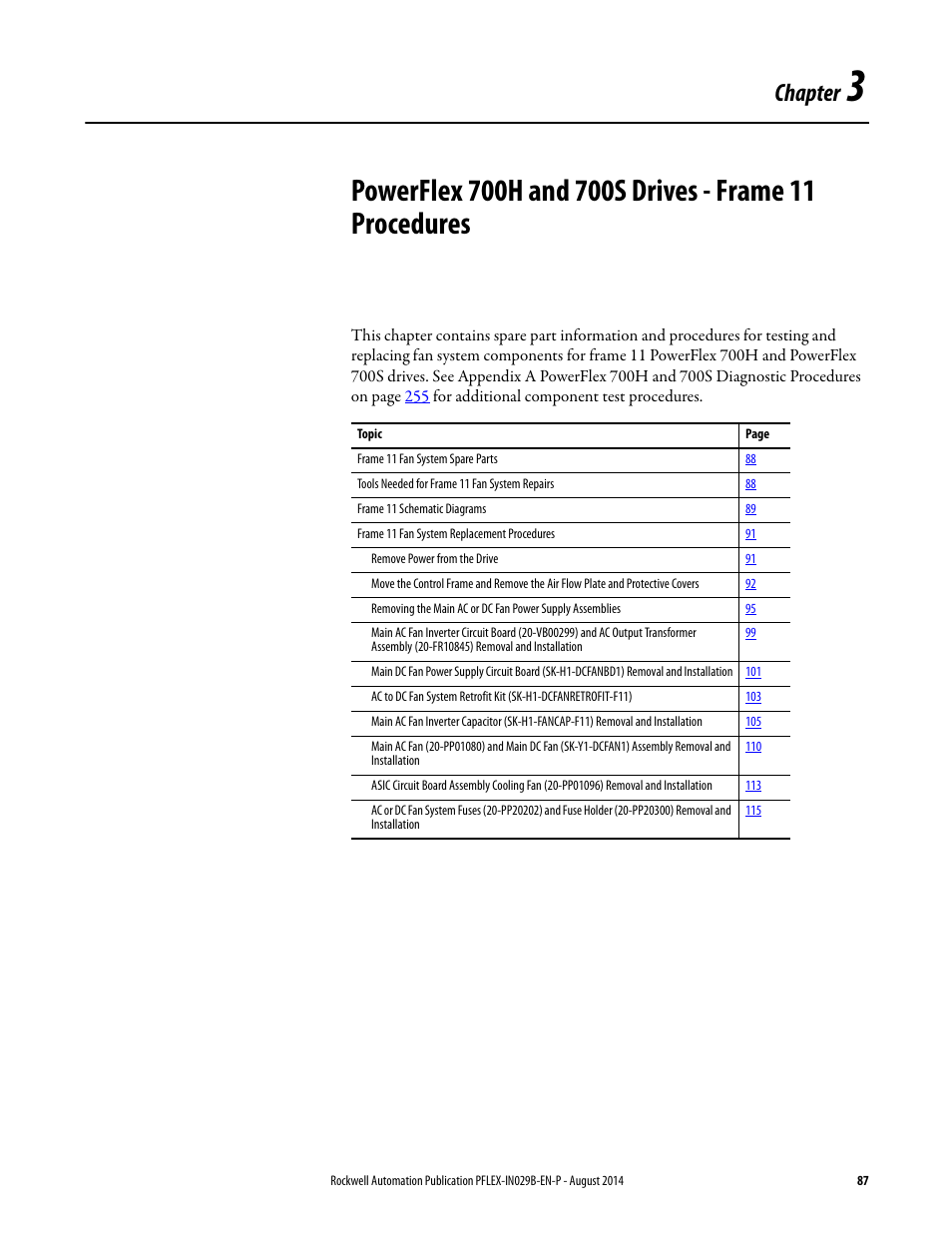 Chapter 3, Chapter | Rockwell Automation 20Y PowerFlex 700H, 700S, and 700AFE Drive Fan Systems, Frames 9...14 User Manual | Page 87 / 296