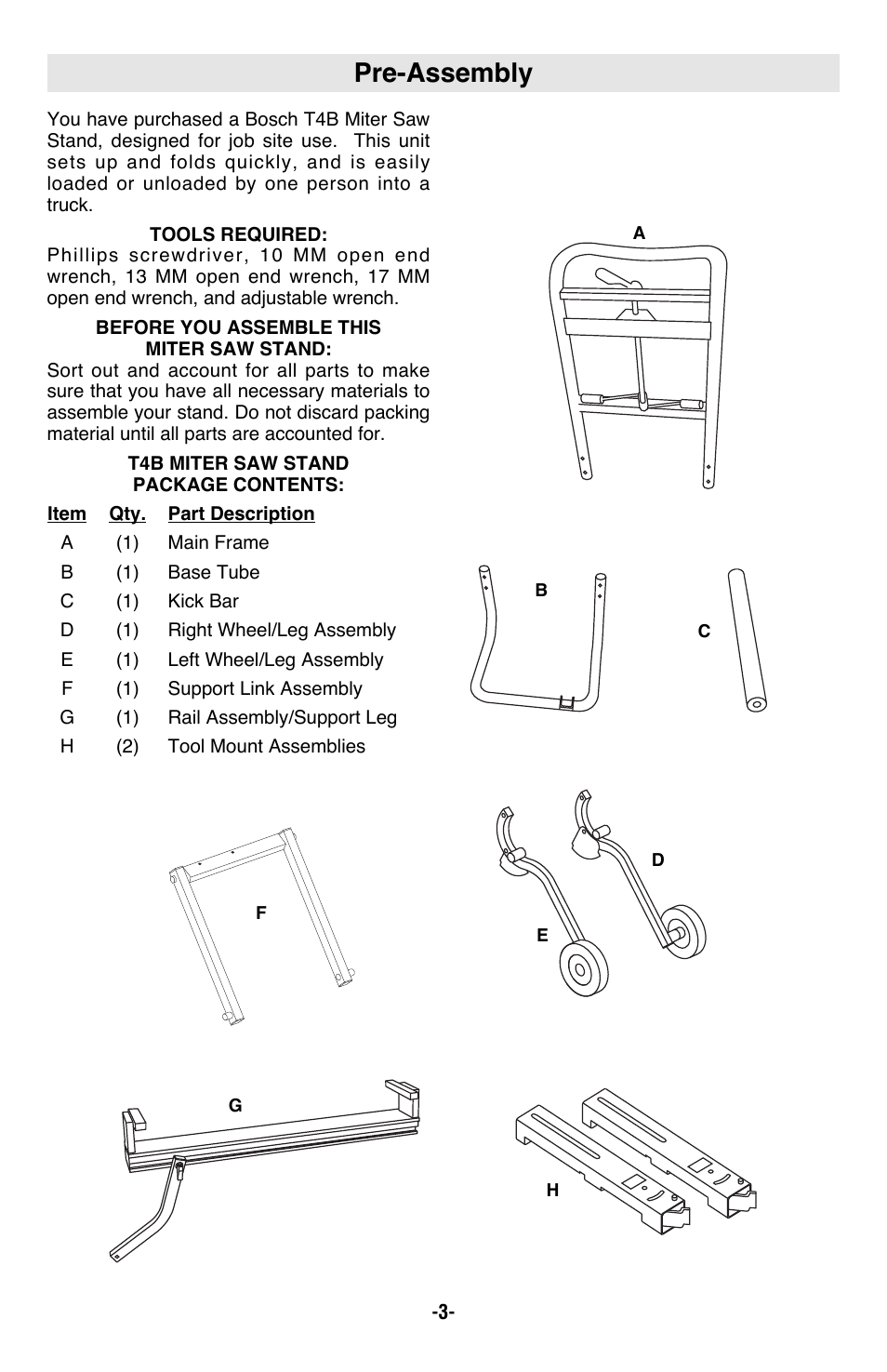 Pre-assembly | Bosch T4B User Manual | Page 3 / 36