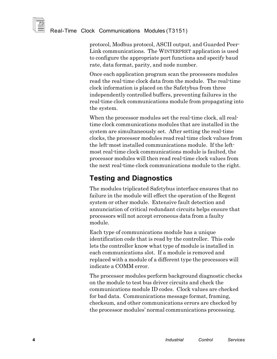 Testing and diagnostics | Rockwell Automation T3151 ICS Regent Real time Clock Communications Modules User Manual | Page 4 / 14