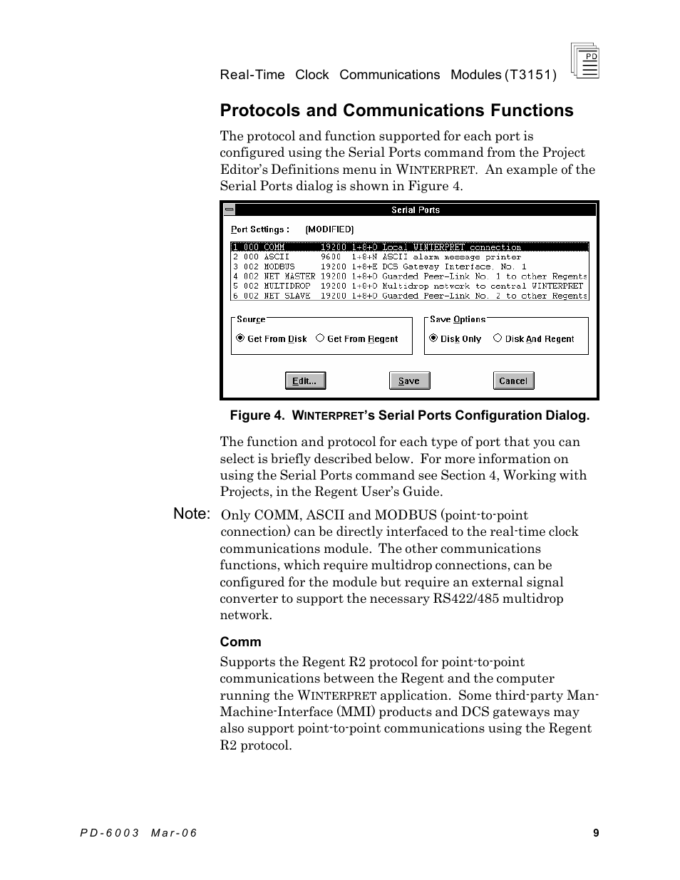 Protocols and communications functions | Rockwell Automation T3151 ICS Regent Real time Clock Communications Modules User Manual | Page 9 / 14