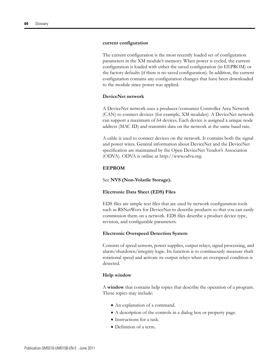 Rockwell Automation 1606-XLP XM Electronic Overspeed Detection System User Manual | Page 64 / 72