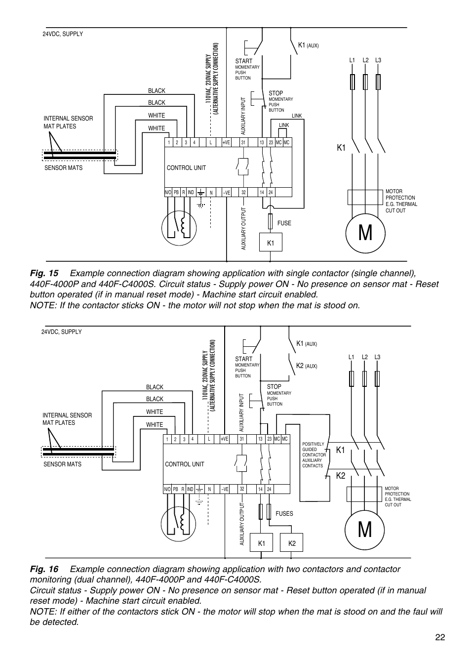 K1 k2 | Rockwell Automation 440F MatGuard, 440F-C4000 Mat Controllers User Manual | Page 23 / 44