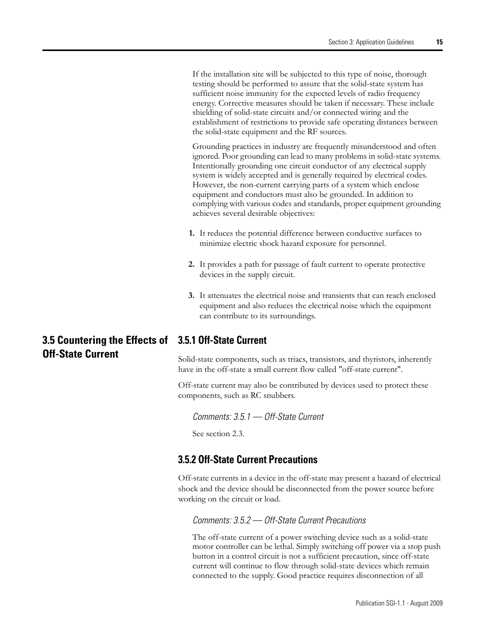 2 off-state current precautions | Rockwell Automation Safety Guidelines for the Application, Installation, and Maintenance of Solid-State Control User Manual | Page 15 / 28