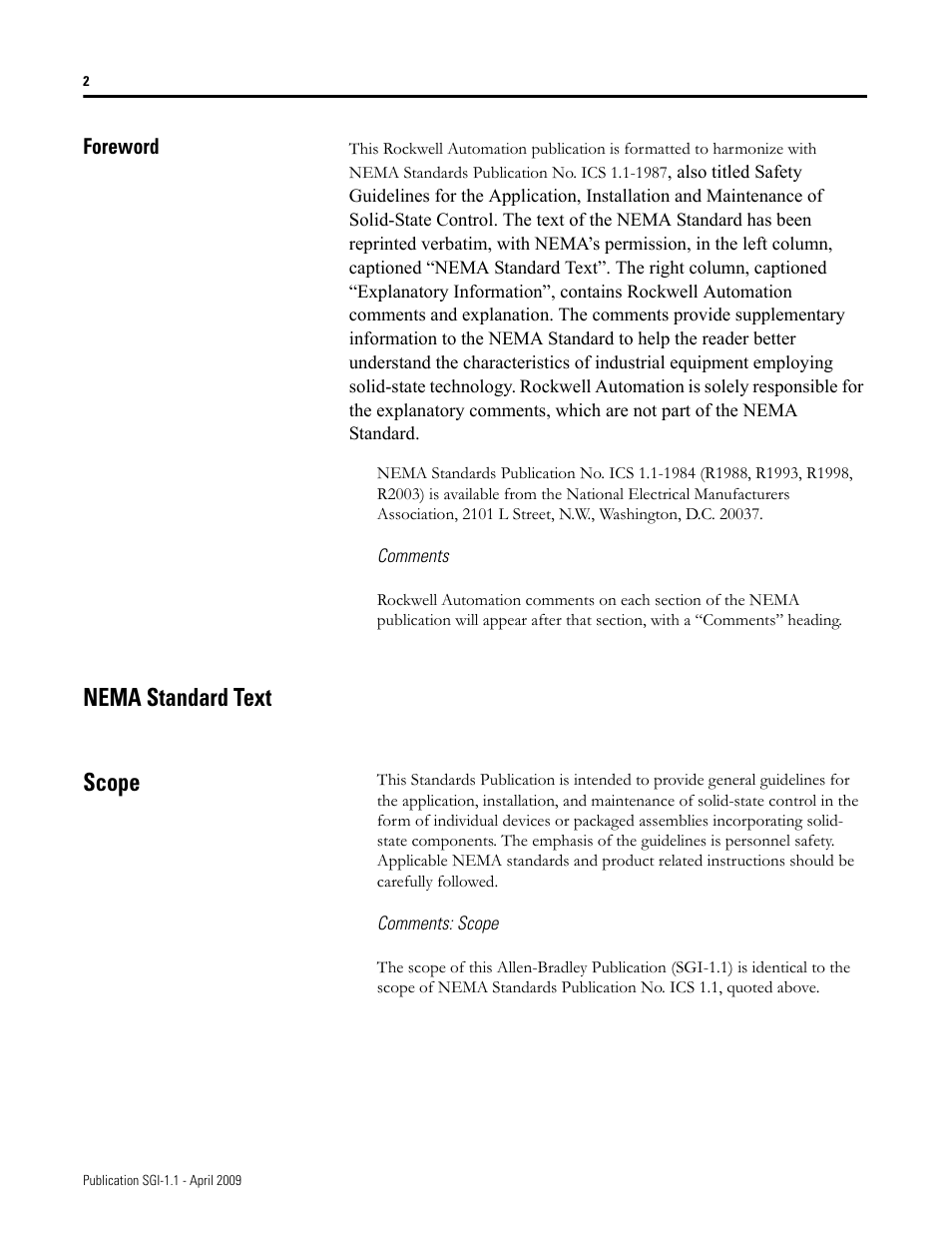 Nema standard text scope | Rockwell Automation Safety Guidelines for the Application, Installation, and Maintenance of Solid-State Control User Manual | Page 2 / 28